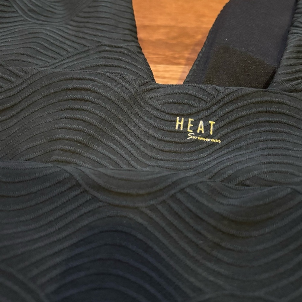 Black Textured One-Piece Swimsuit | Deep V Neck | New with Tags - Picture 7 of 9